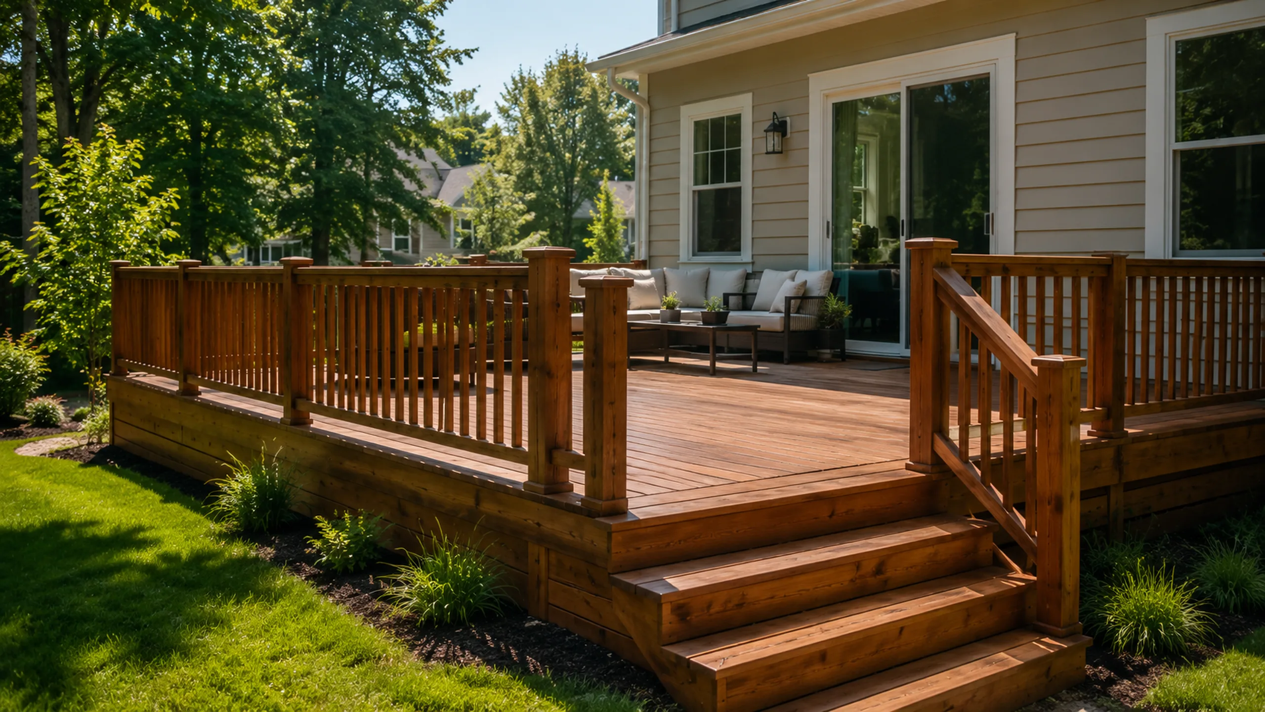 Backyard wood deck and railings inspected for structural issues in St. Paul