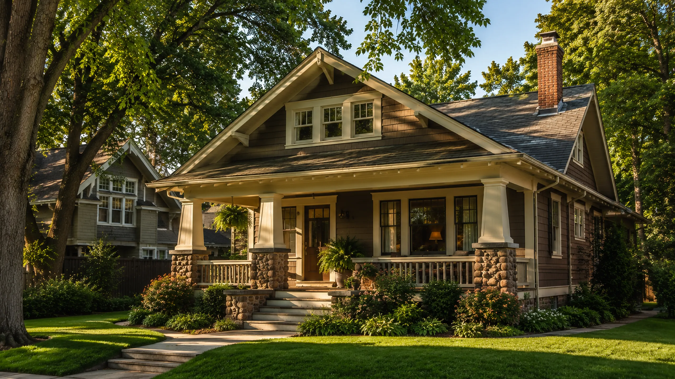 Craftsman bungalow with tapered columns in White Bear Township