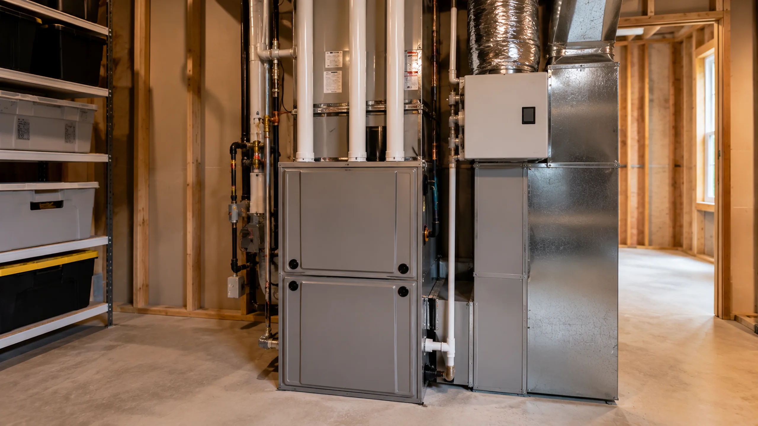 Furnace and HVAC equipment in a St. Paul home utility room being inspected