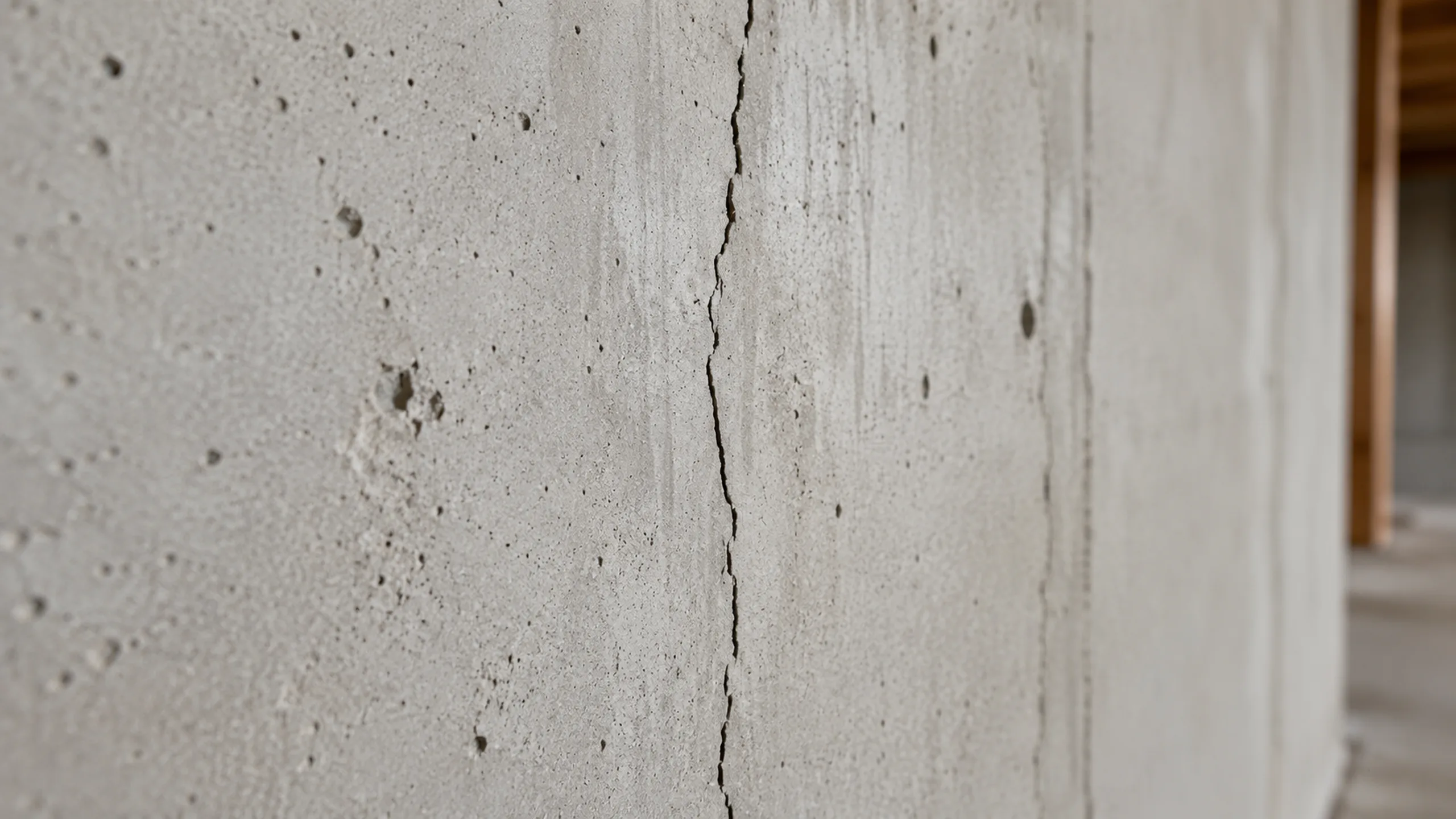Hairline foundation crack documented during a St. Paul home inspection