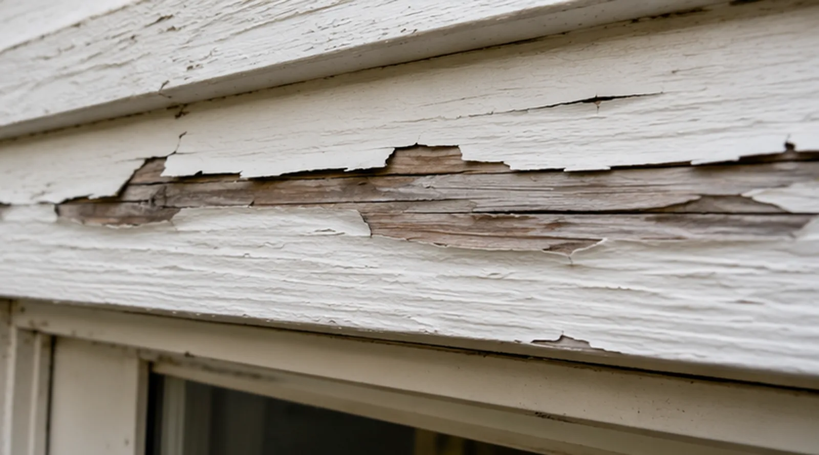 Peeling exterior paint that may contain lead on an older St. Paul home