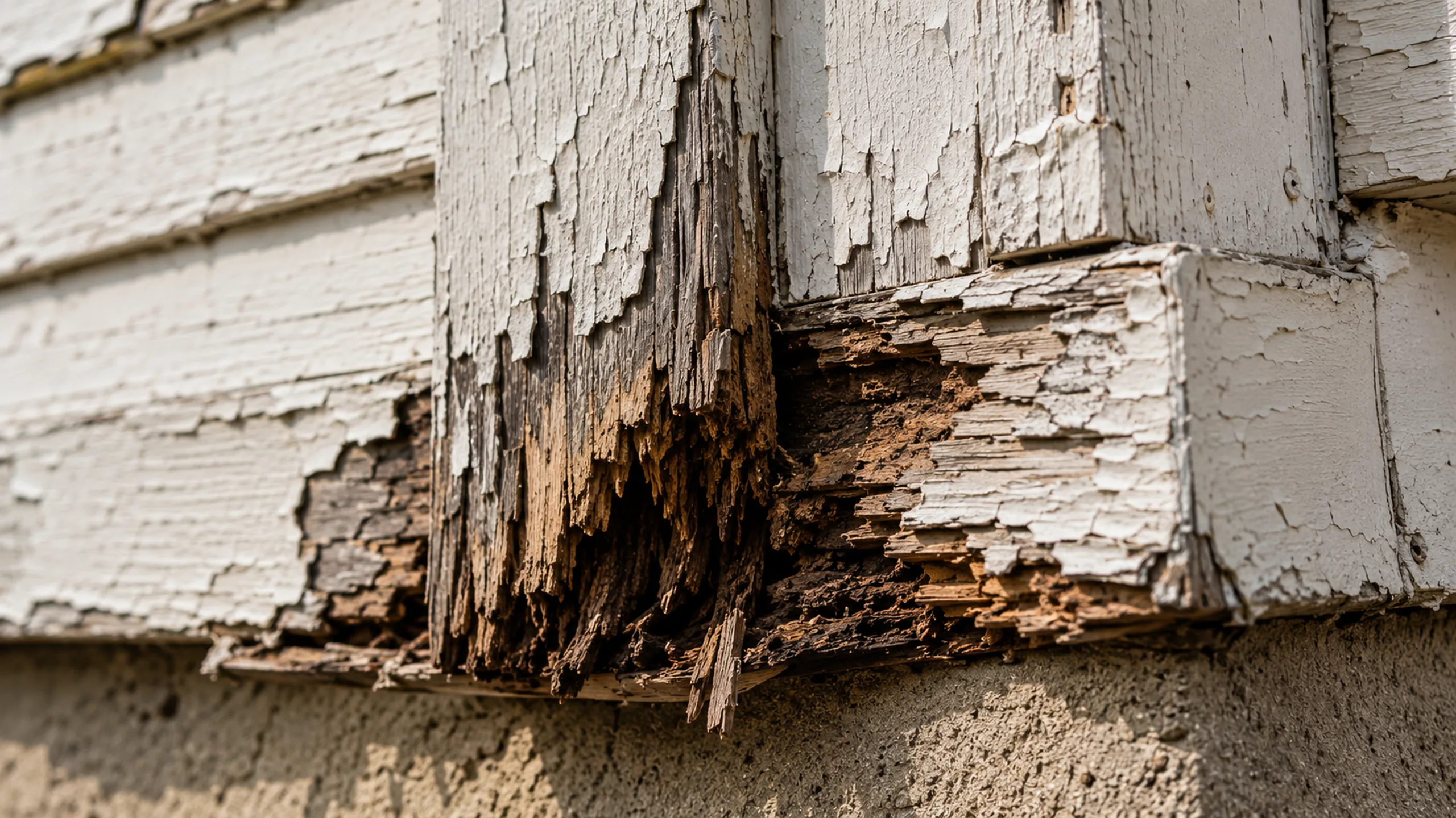 Worn and rotted wood siding documented during a St. Paul home inspection